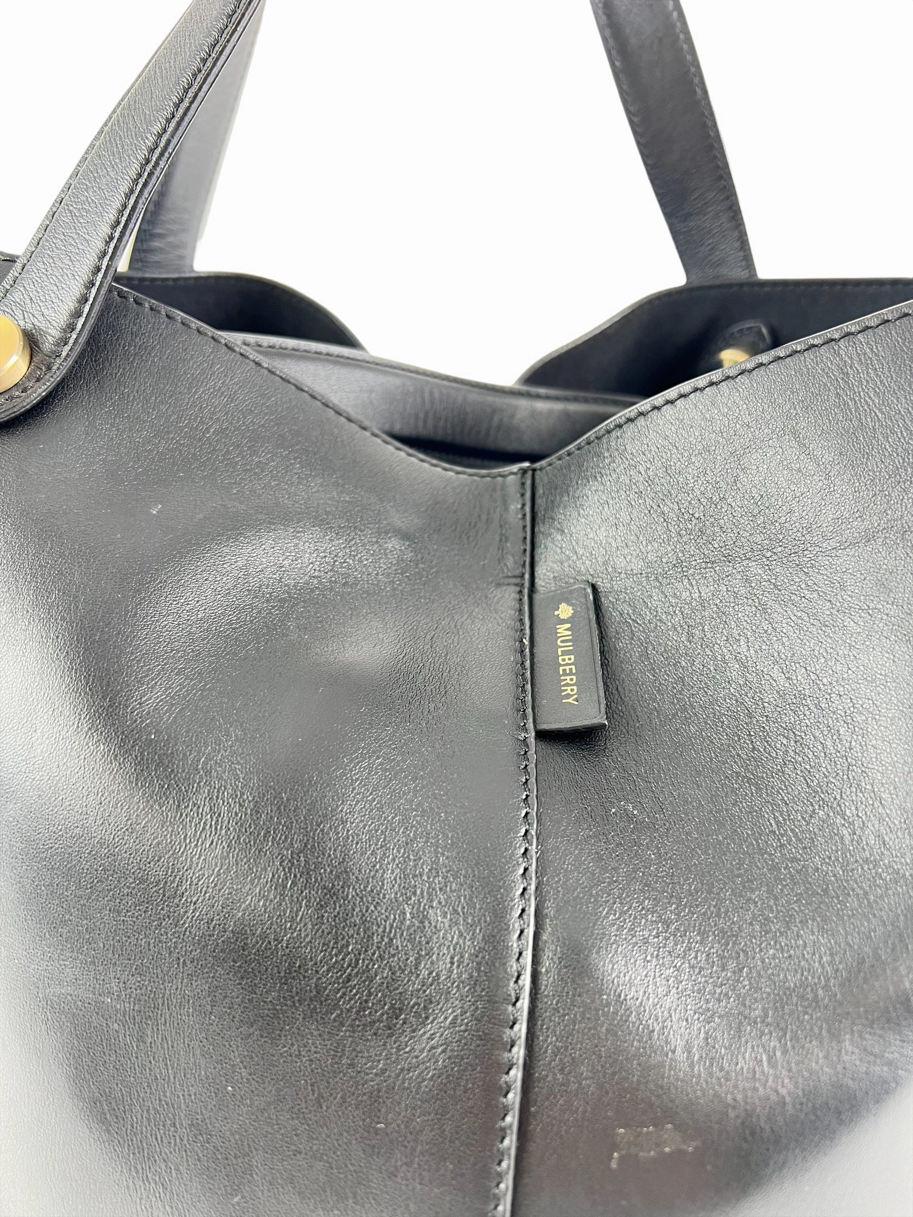 Mulberry Black Leather Tote Handbag
