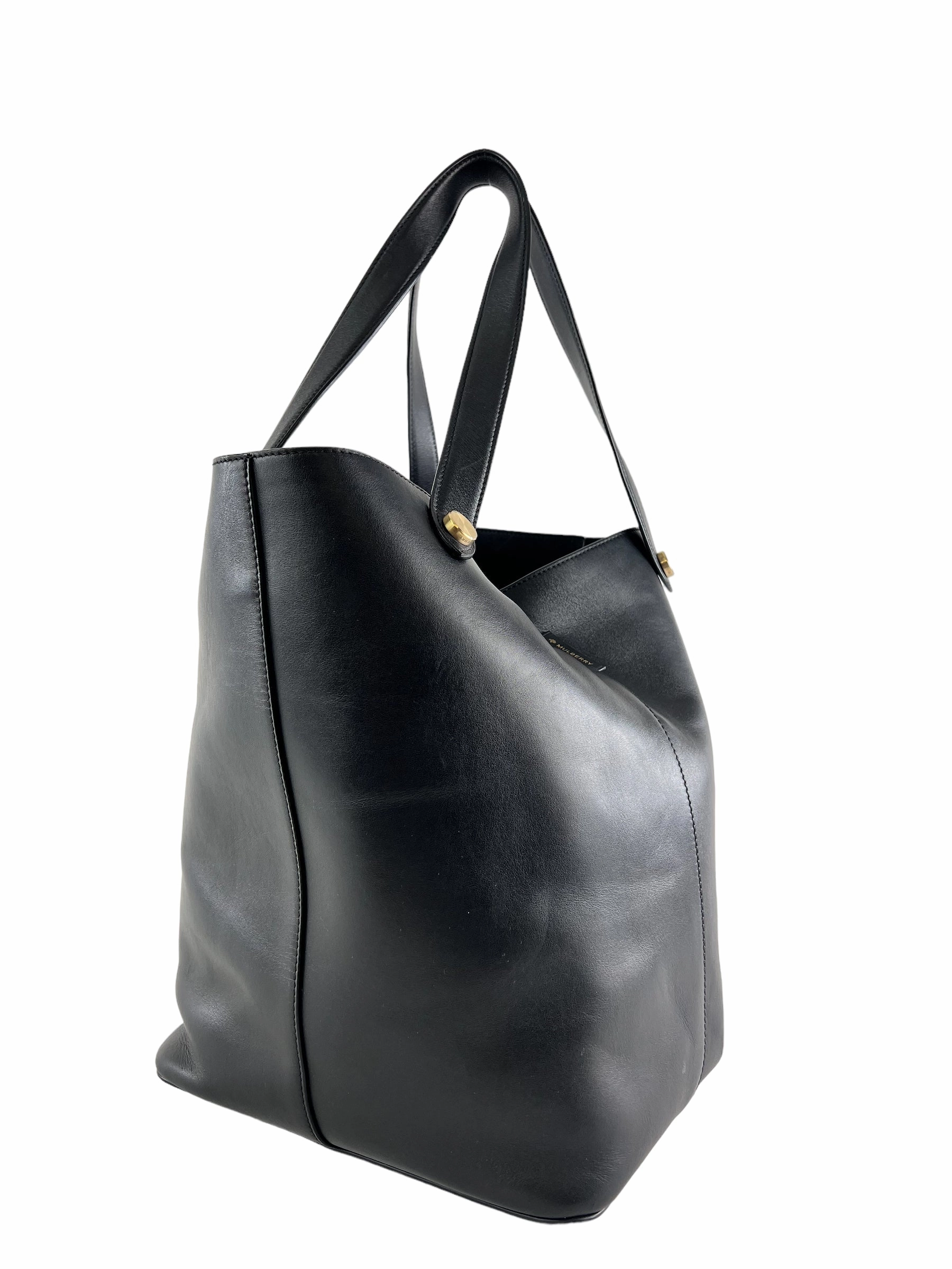 Mulberry Black Leather Tote Handbag