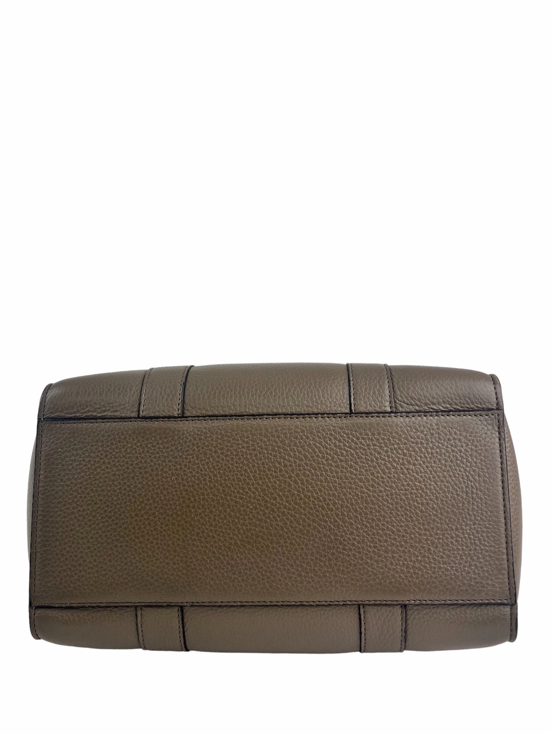 Mulberry Taupe Grey Leather Zipped Bayswater Tote with Shoulder Strap