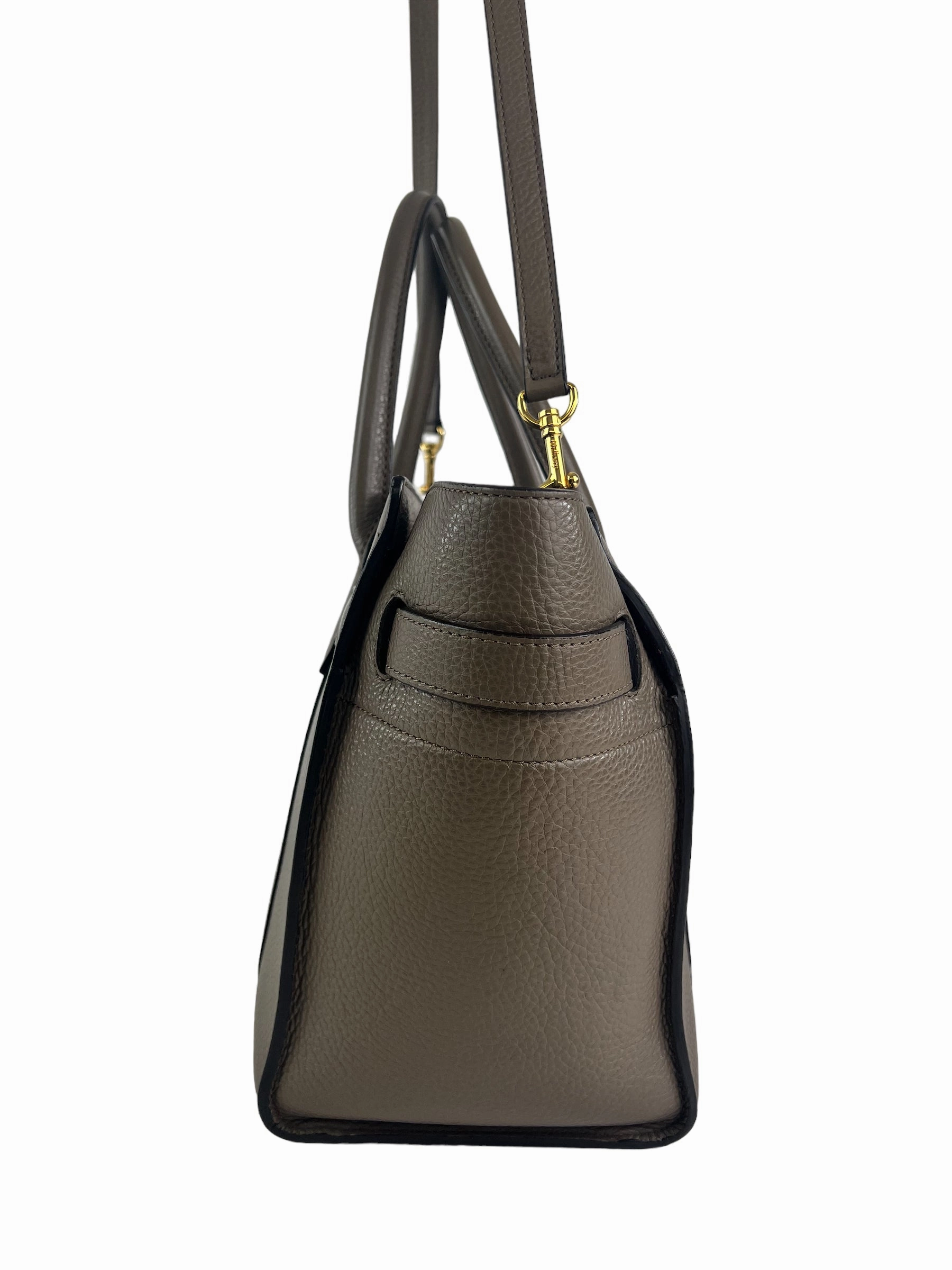 Mulberry Taupe Grey Leather Zipped Bayswater Tote with Shoulder Strap