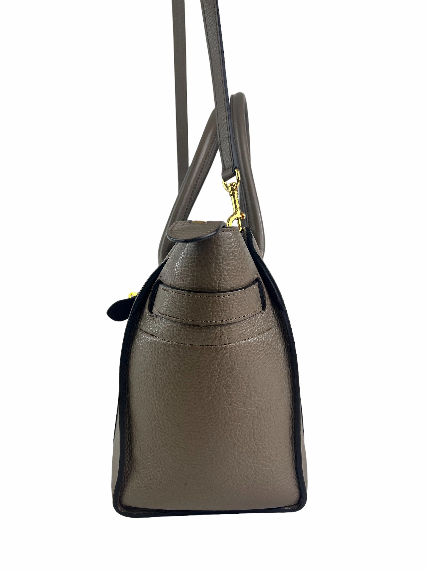 Mulberry Taupe Grey Leather Zipped Bayswater Tote with Shoulder Strap