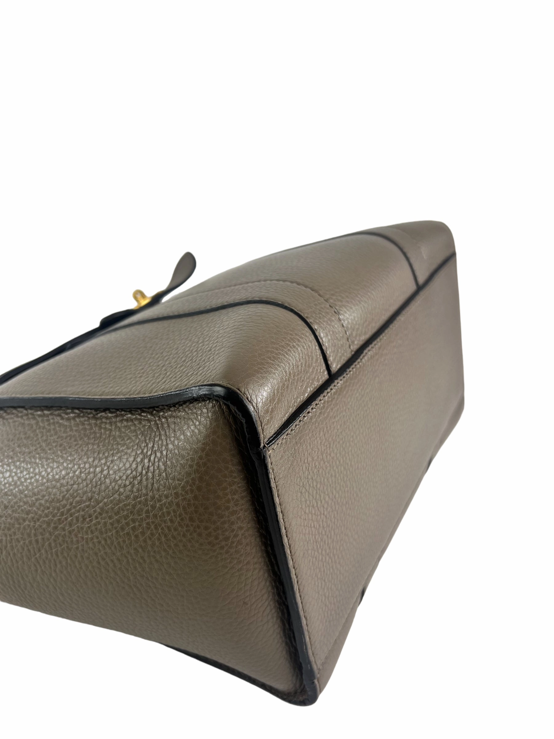 Mulberry Taupe Grey Leather Zipped Bayswater Tote with Shoulder Strap