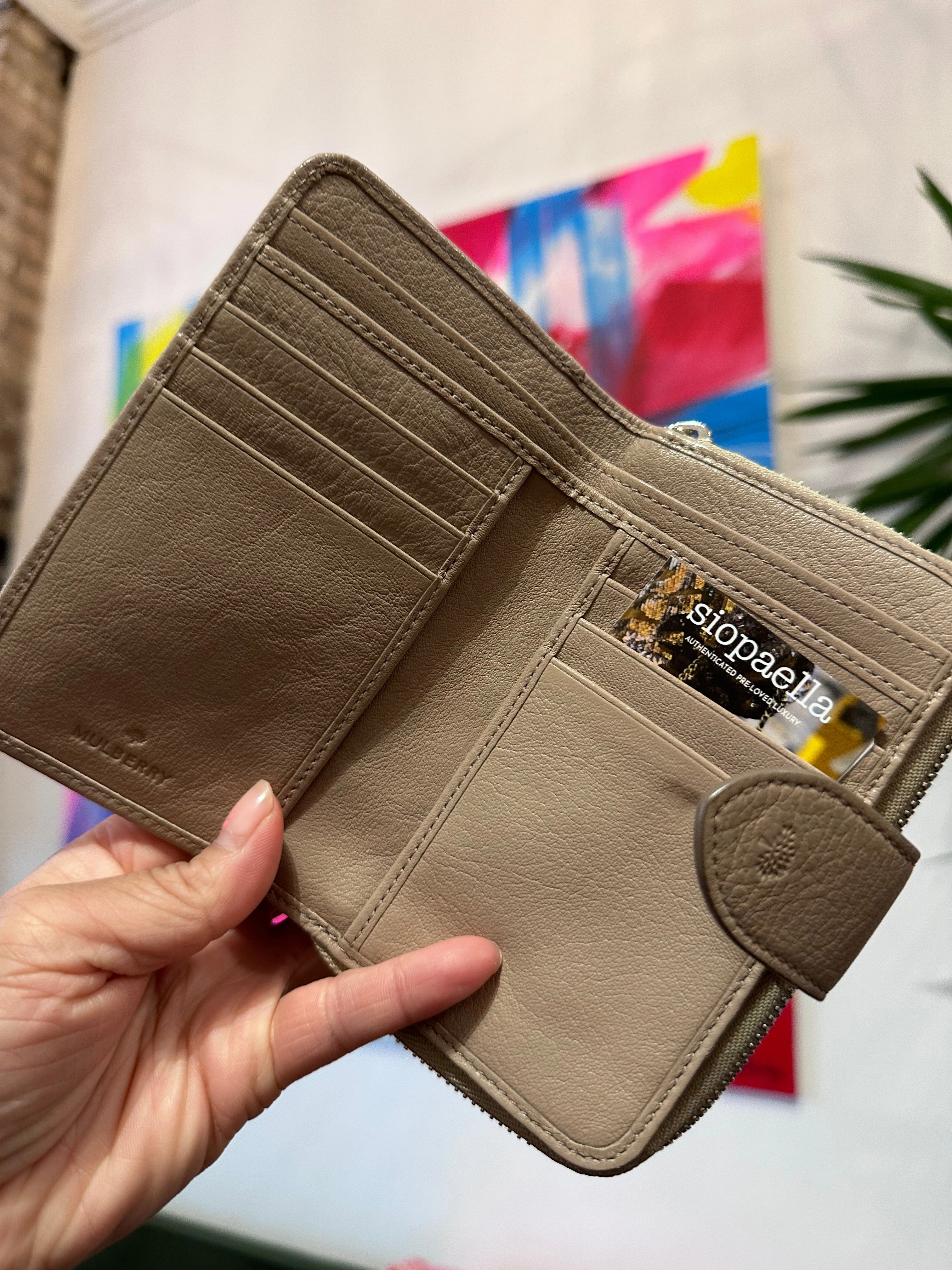 Mullberry Taupe Leather wallet