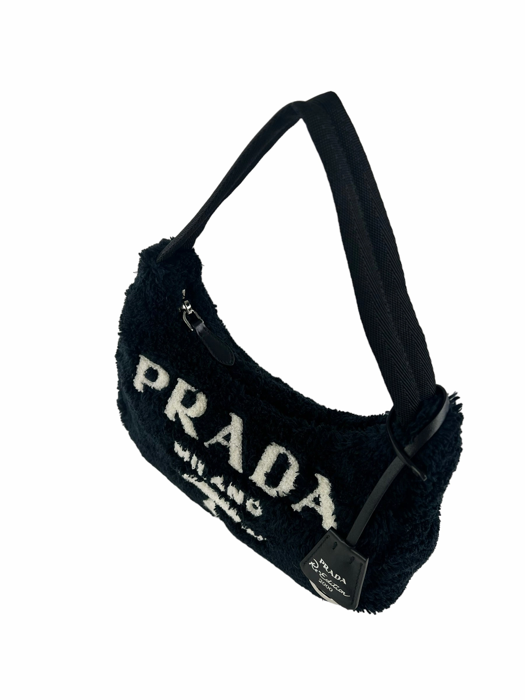 Prada Black Faux Fur Re-Edition 2000 Shoulder Bag