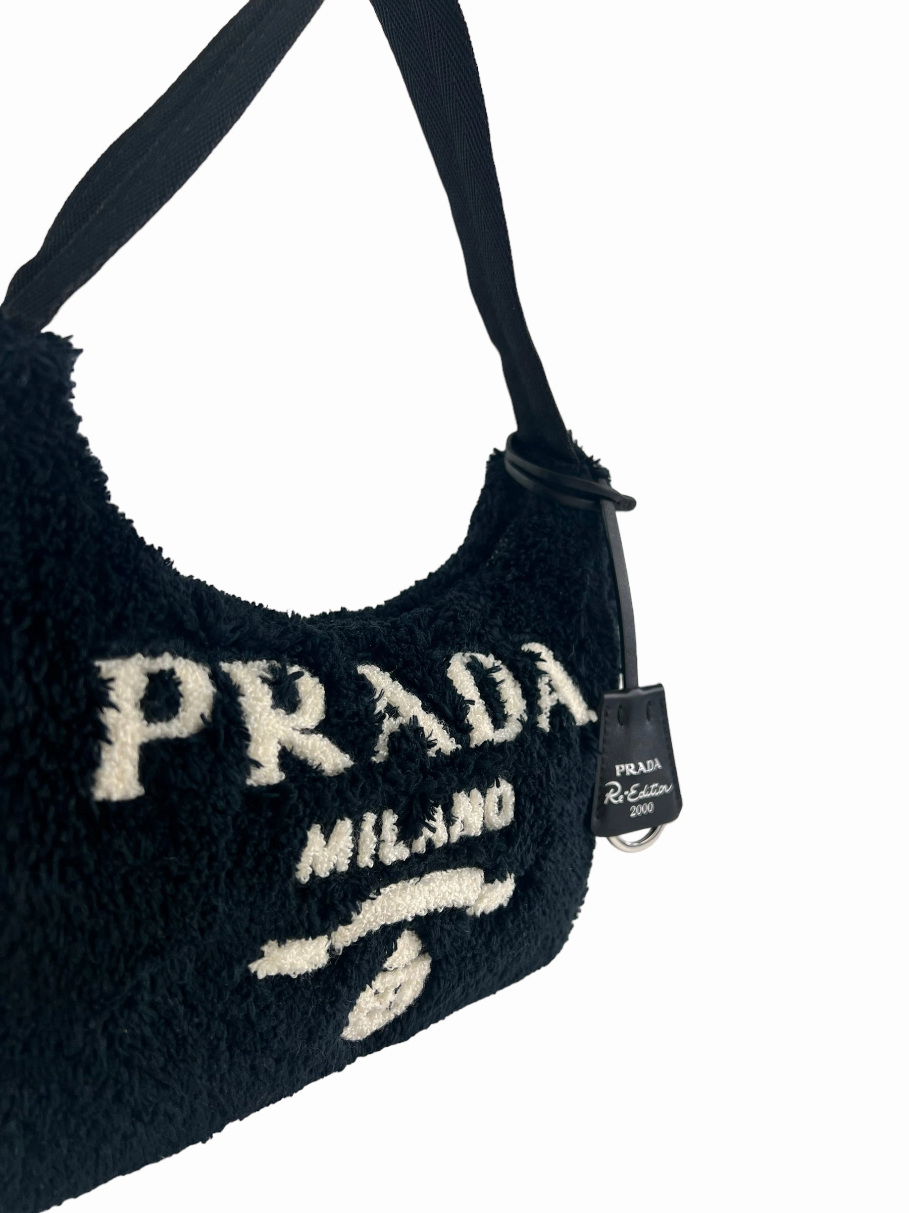 Prada Black Faux Fur Re-Edition 2000 Shoulder Bag