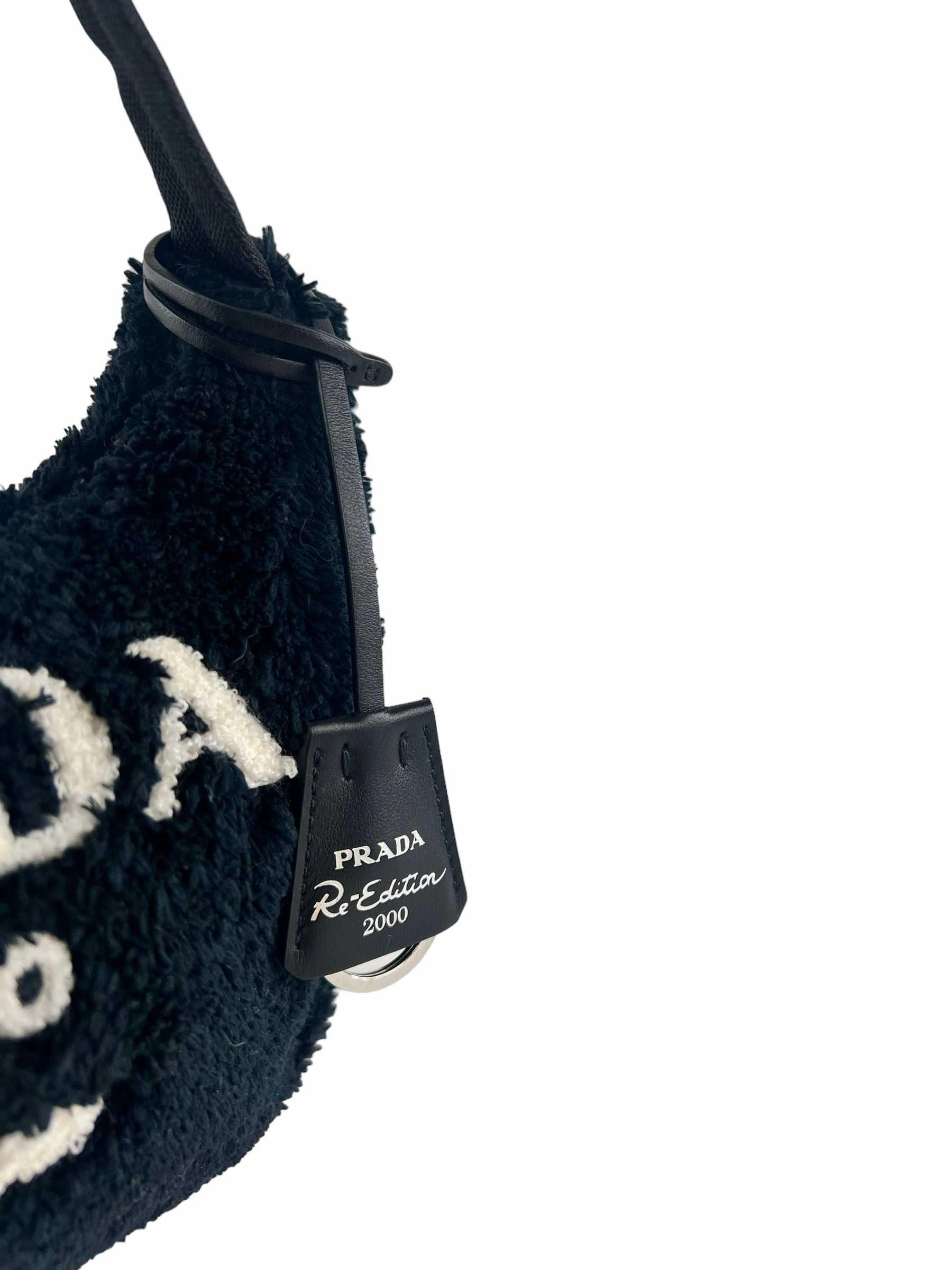 Prada Black Faux Fur Re-Edition 2000 Shoulder Bag