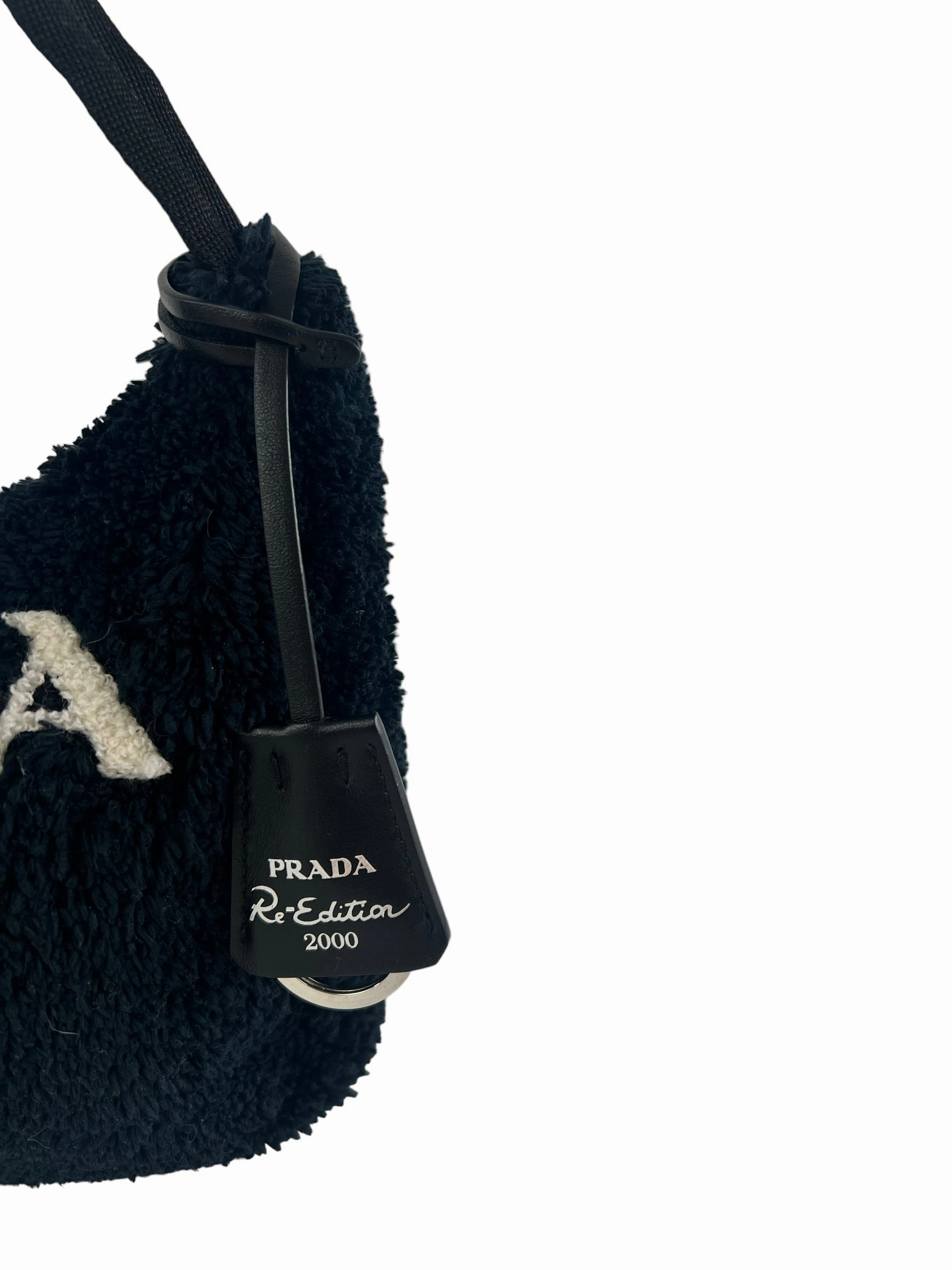 Prada Black Faux Fur Re-Edition 2000 Shoulder Bag