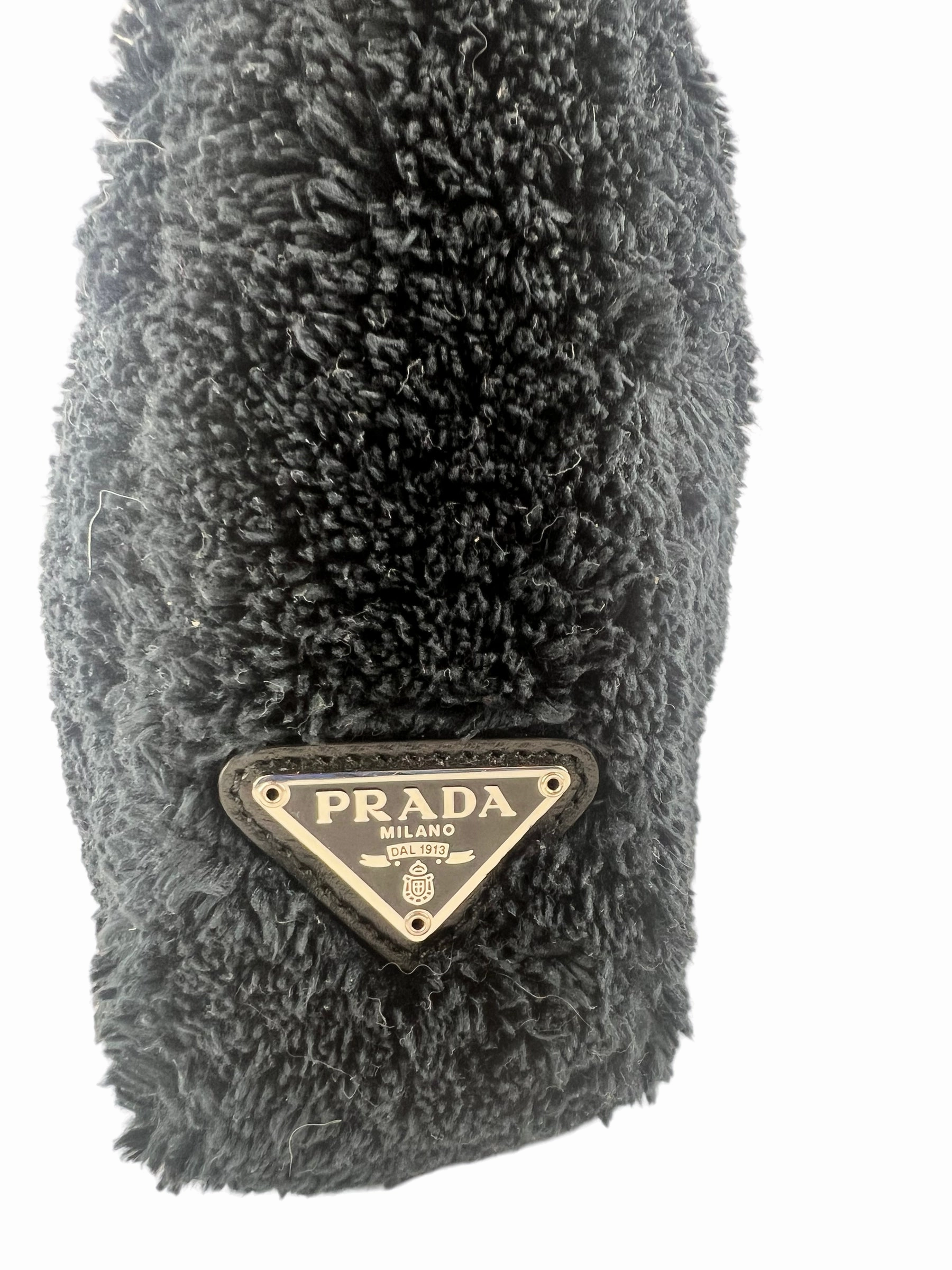 Prada Black Faux Fur Re-Edition 2000 Shoulder Bag