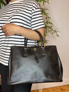 Prada Black Saffiano Leather Executive Tote
