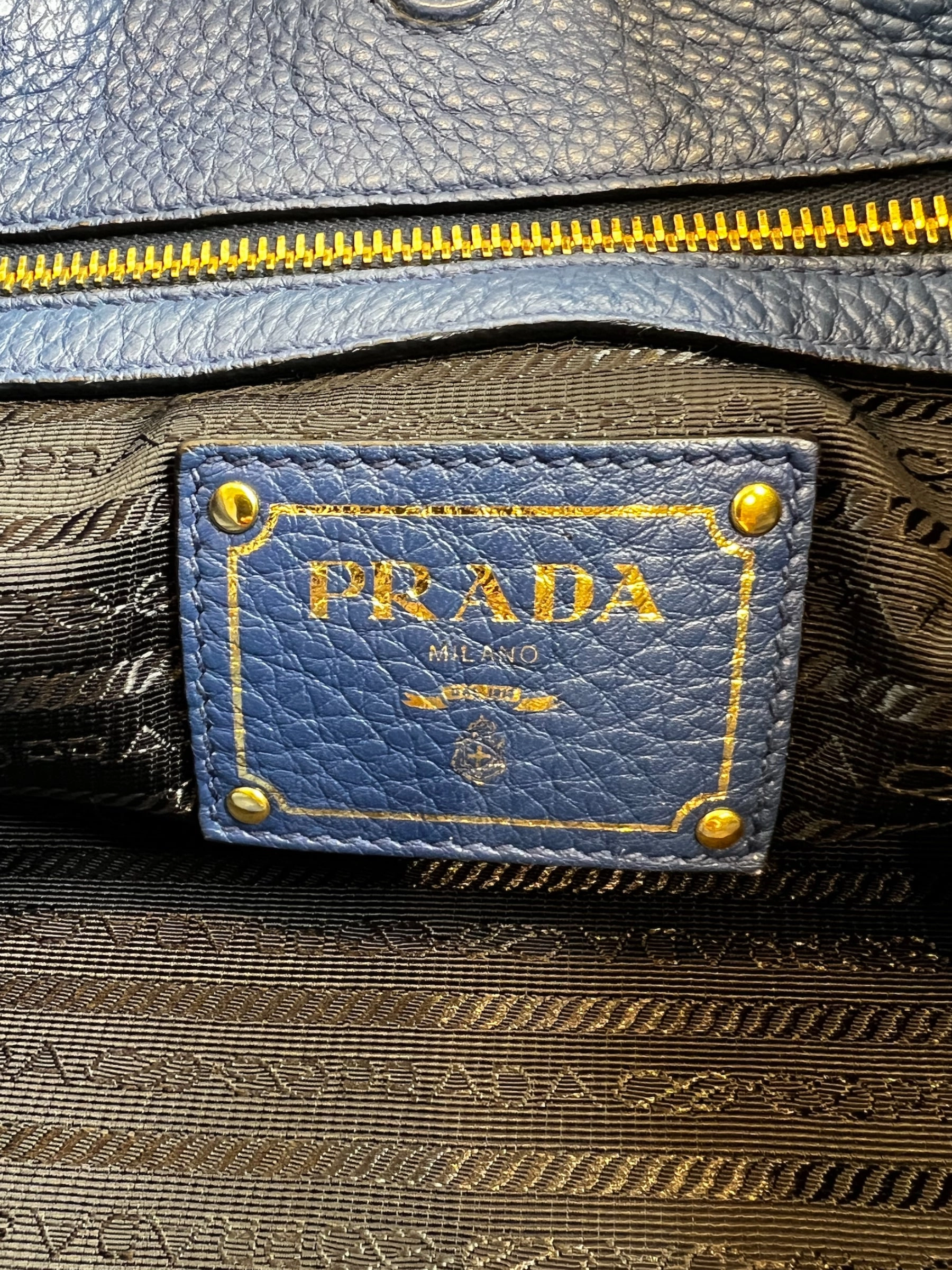 Prada Blue Leather Tote