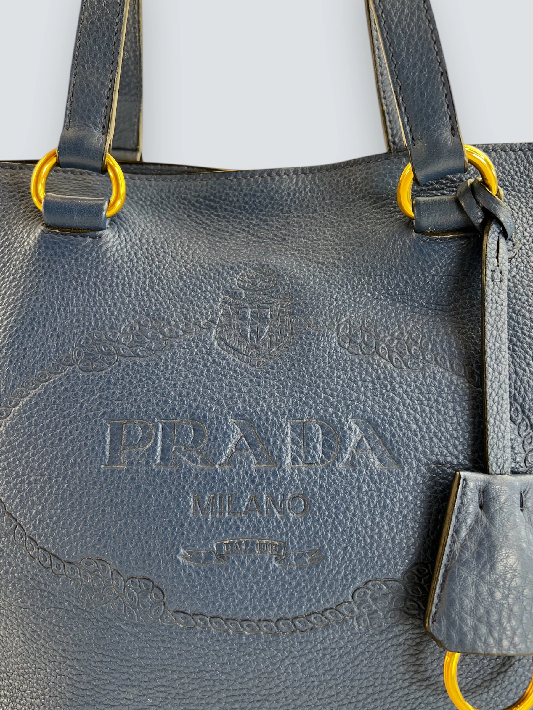 Prada Blue Leather Tote