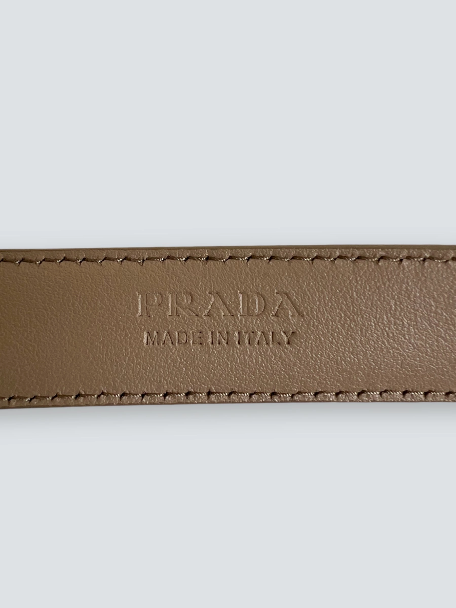 Prada Nude Saffiano Leather Logo Belt - Size UK 8