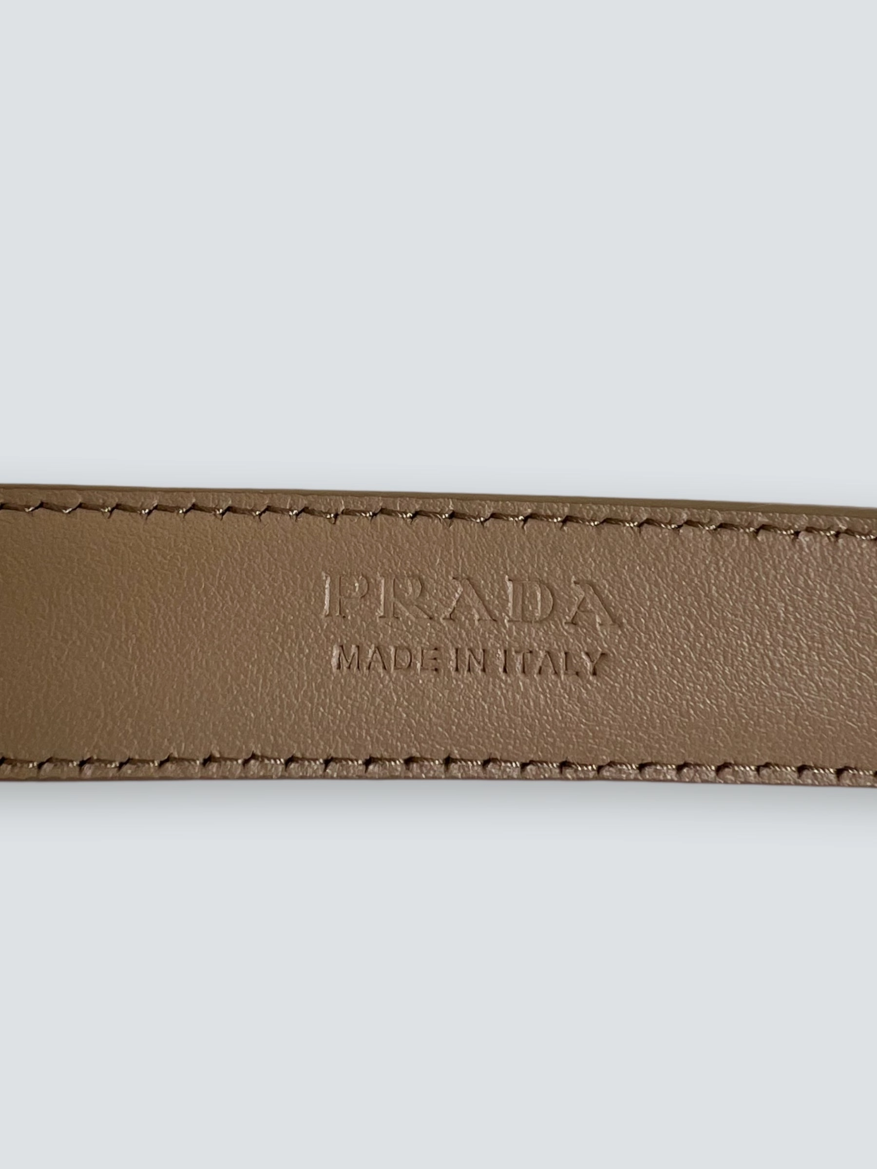 Prada Nude Saffiano Leather Logo Belt - Size UK 8