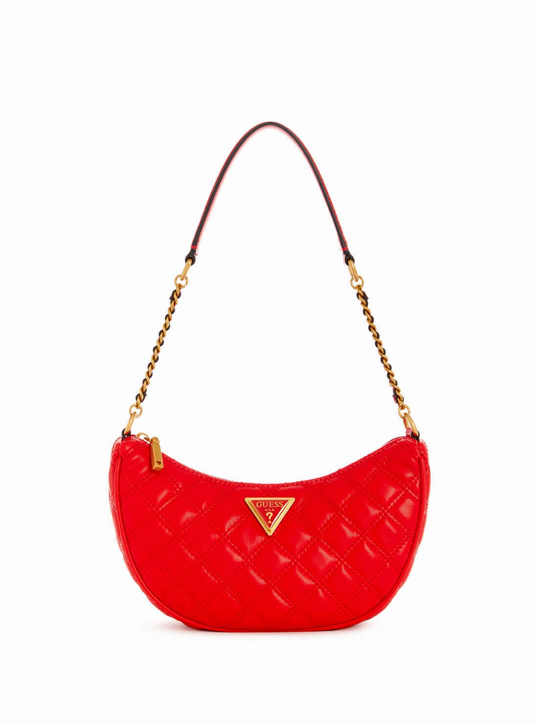 Red Quilted Giully Shoulder Bag