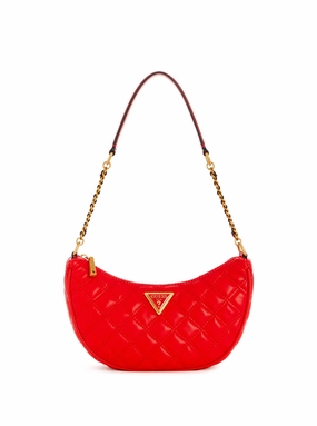 Red Quilted Giully Shoulder Bag
