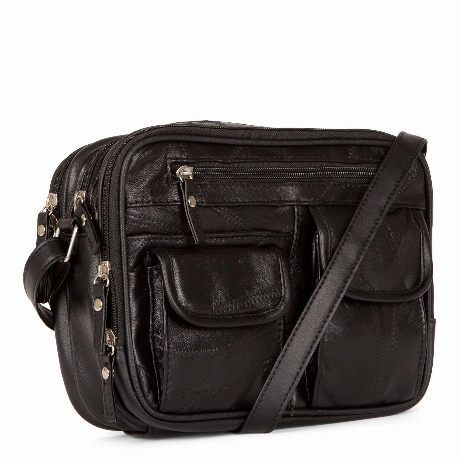 RFID Patch Leather Crossbody
