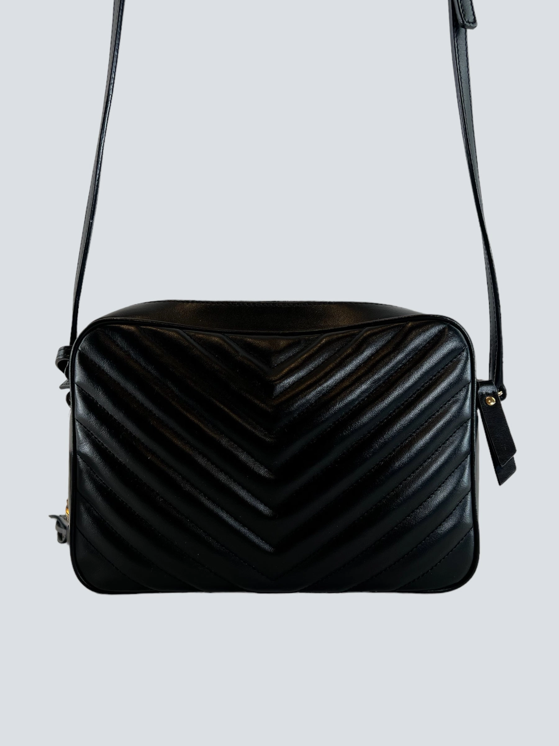 Saint Laurent Black Leather Lou Camera Bag