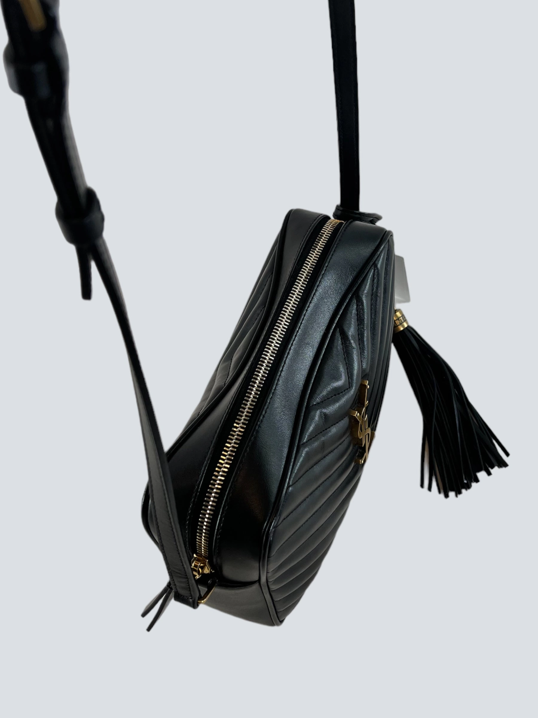 Saint Laurent Black Leather Lou Camera Bag