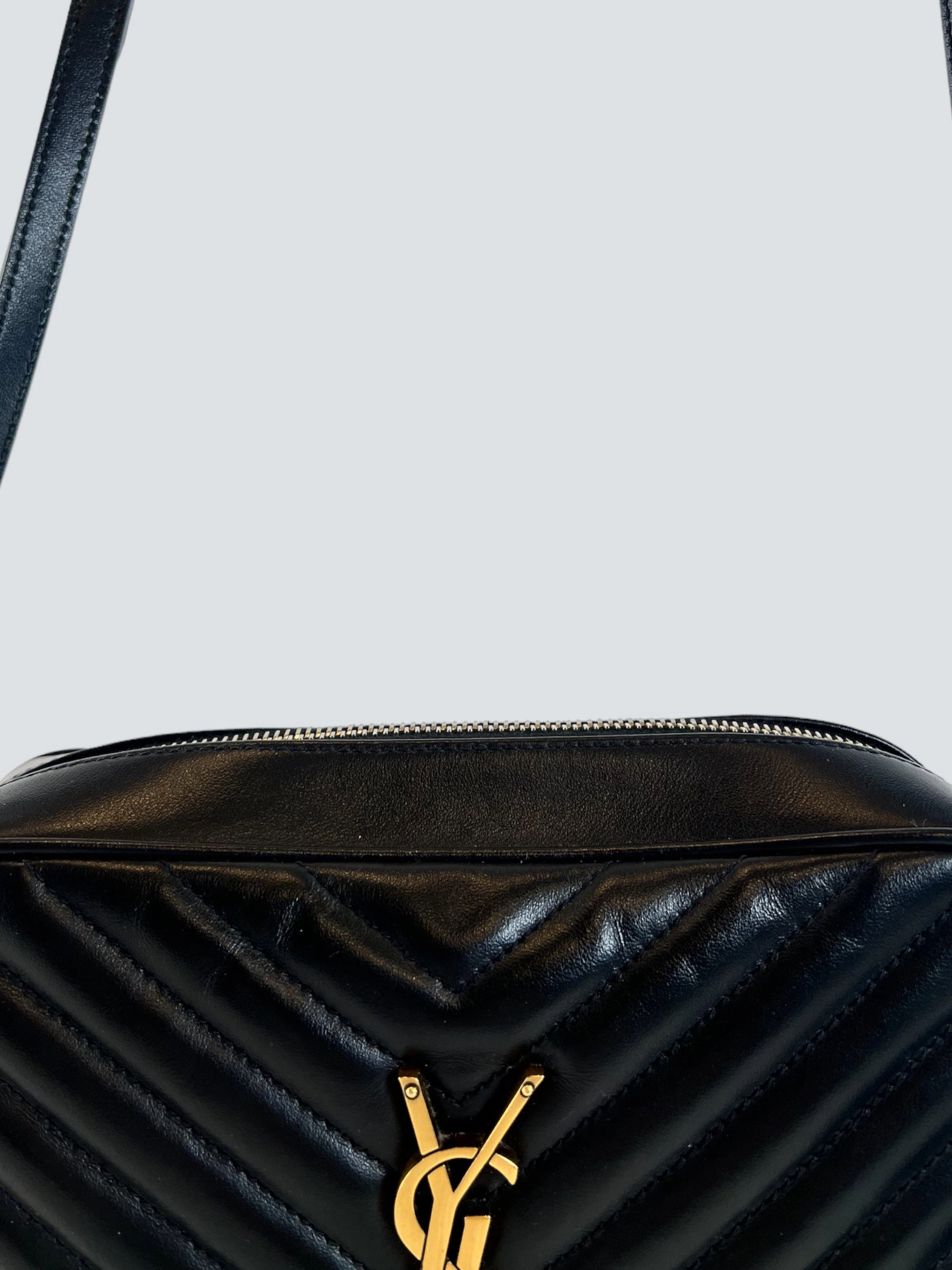 Saint Laurent Black Leather Lou Camera Bag
