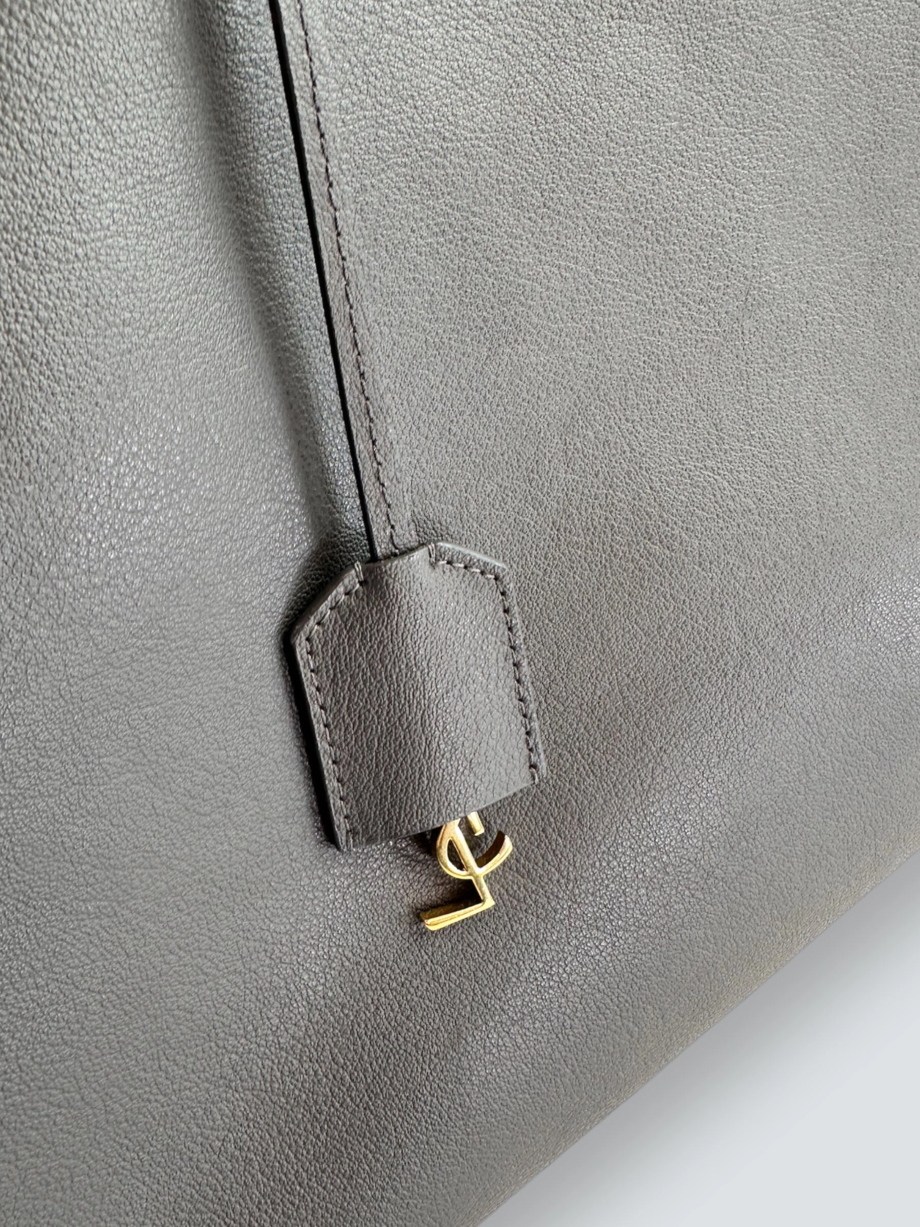 Saint Laurent Grey Leather East West Shopper Tote