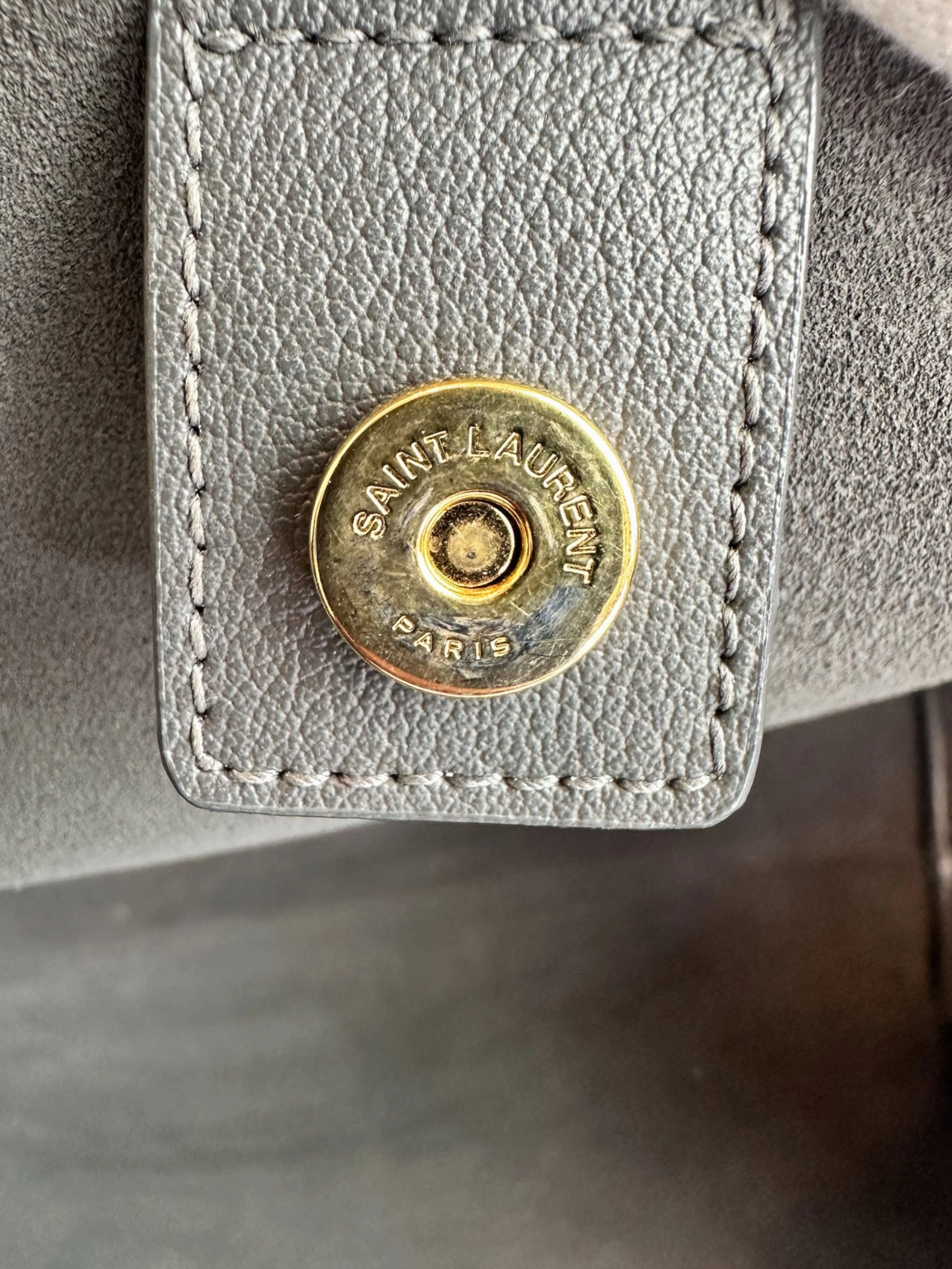 Saint Laurent Grey Leather East West Shopper Tote
