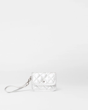 Silver Leather Metro Snap Wristlet