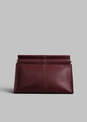 Small Leather Clutch in Burgundy - Burgundy