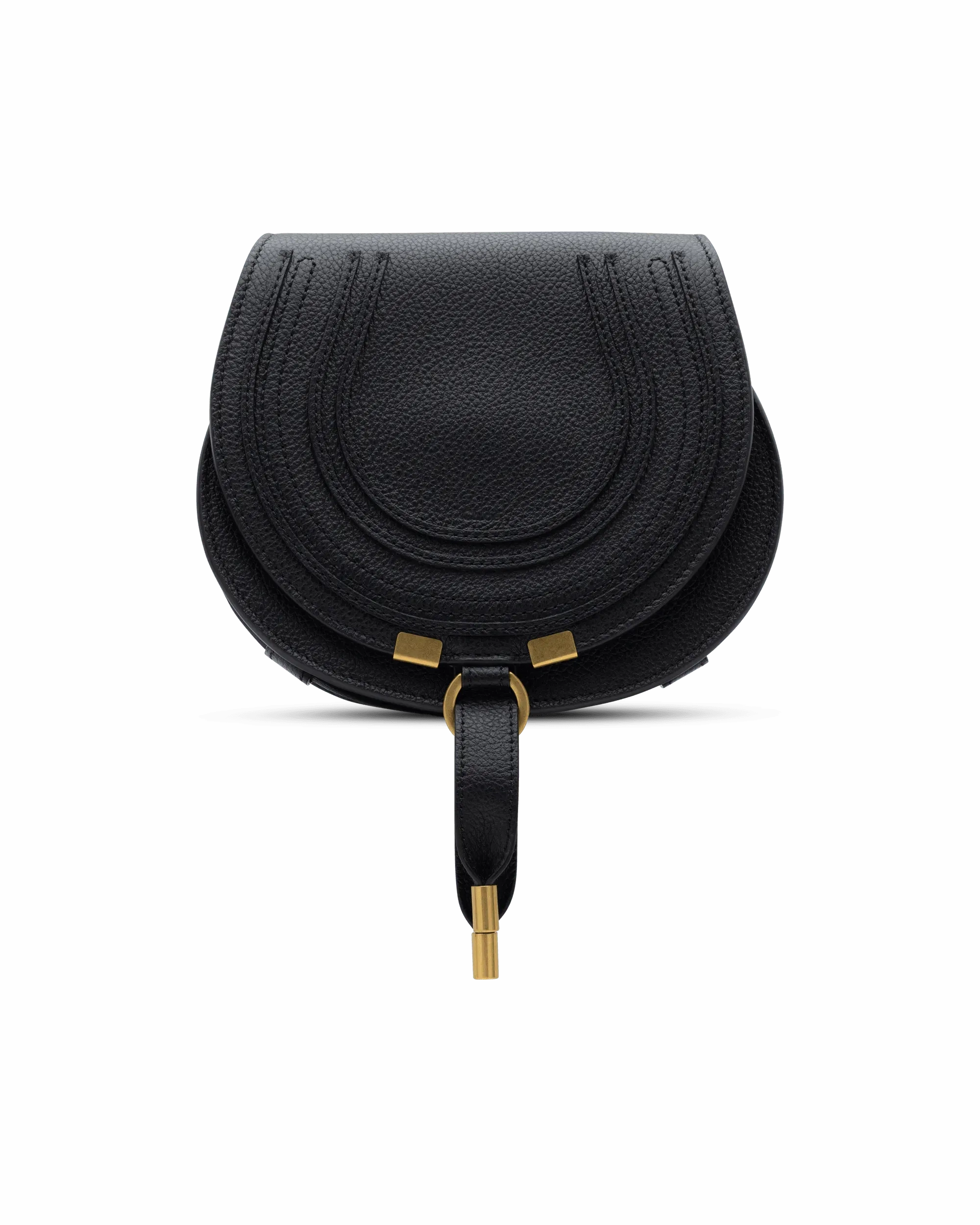 Small Marcie Grained Leather Saddle Bag