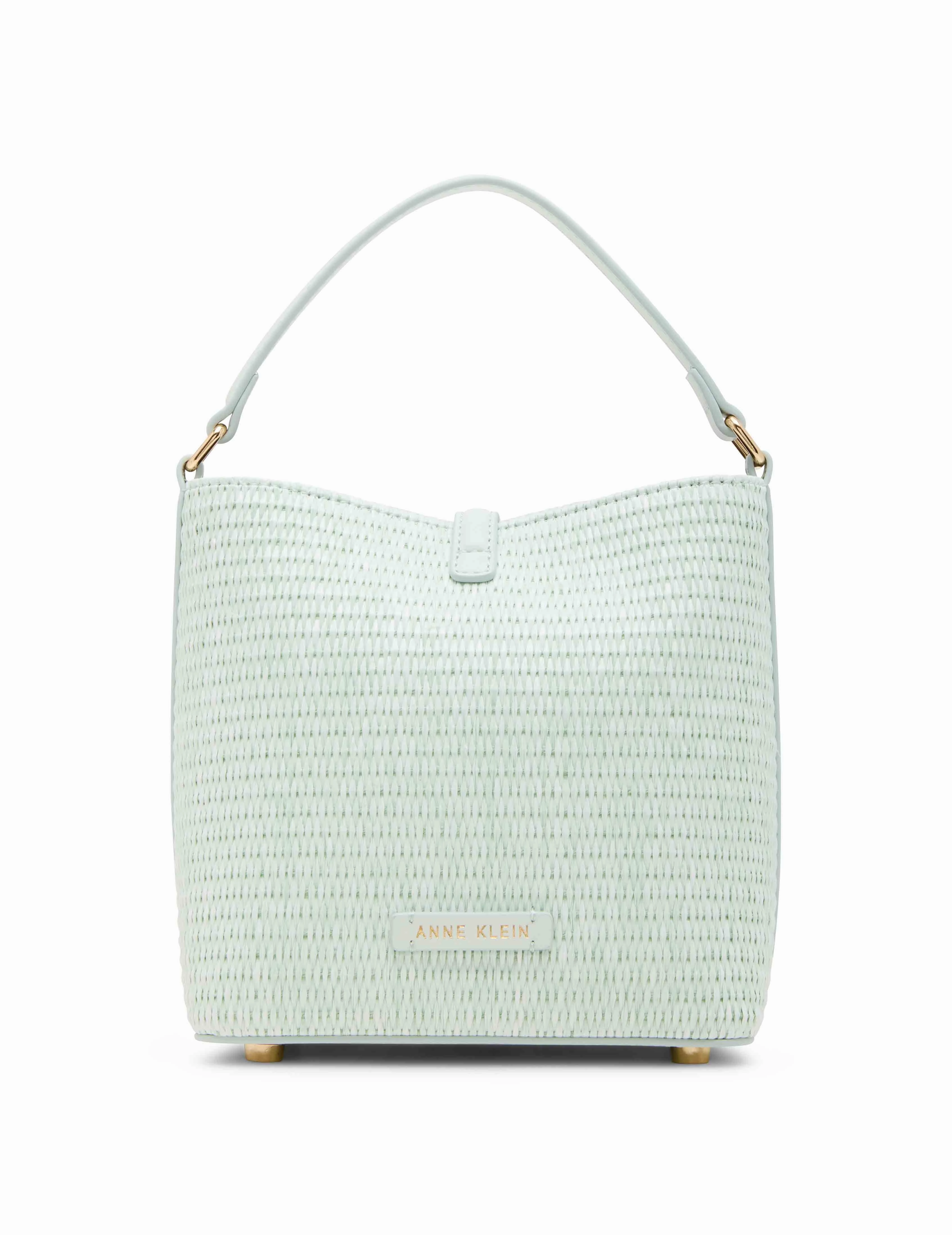 Small Straw Bucket with Detachable Strap