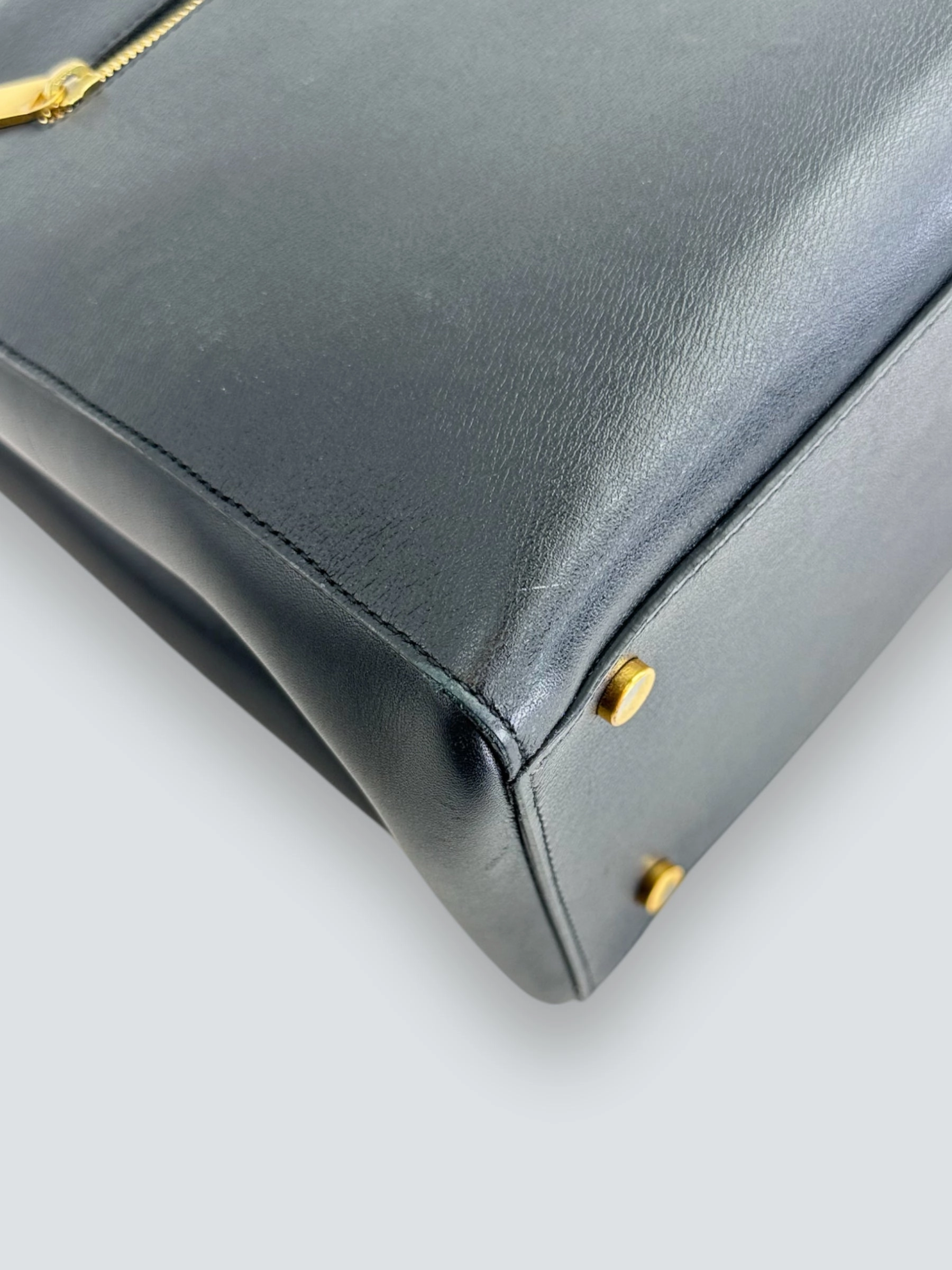 Smythson Black Leather Luggage Tote