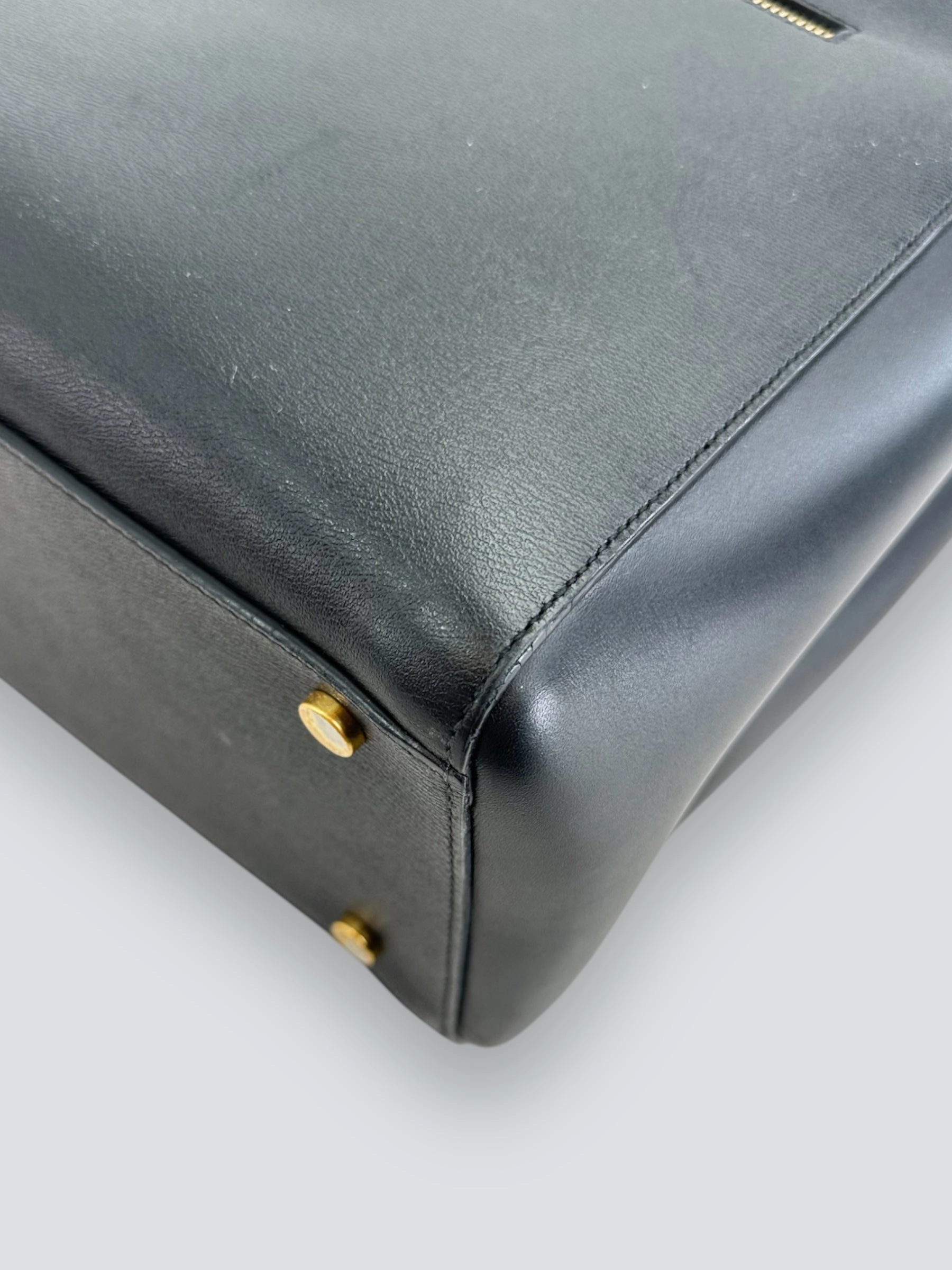 Smythson Black Leather Luggage Tote
