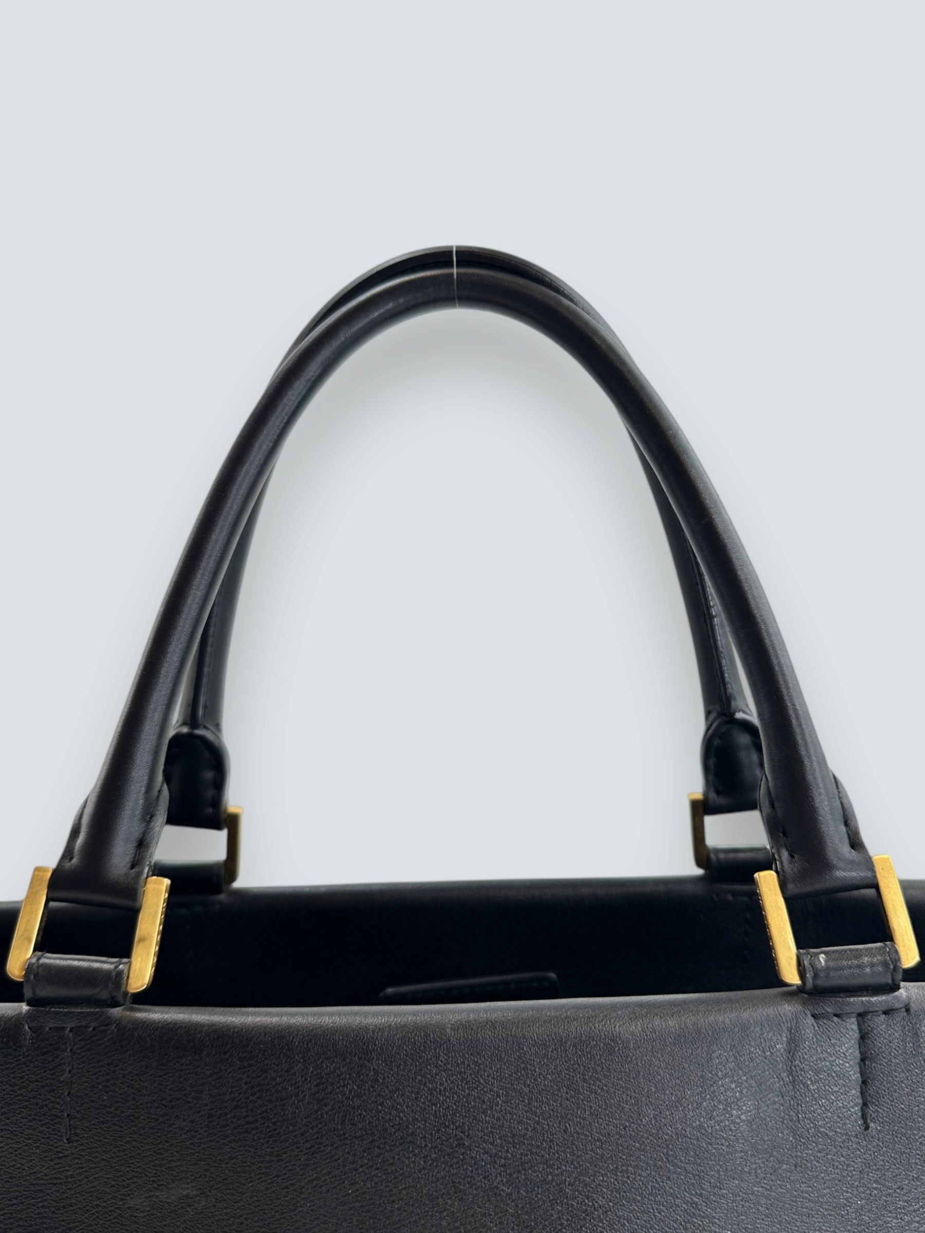 Smythson Black Leather Luggage Tote