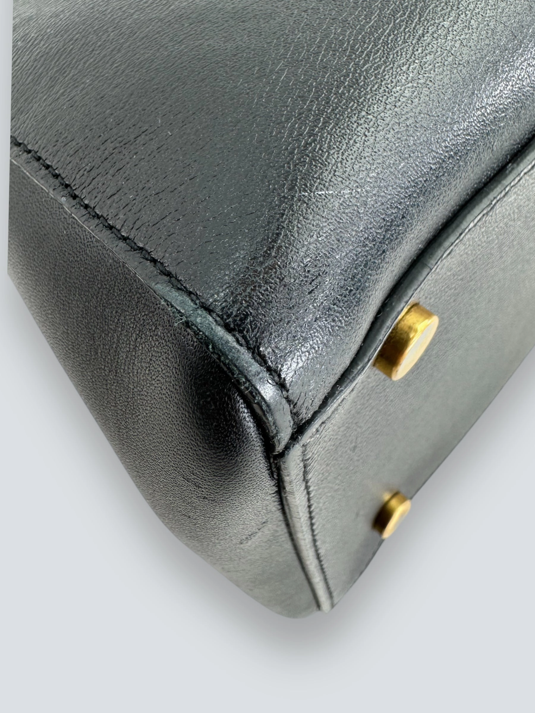 Smythson Black Leather Luggage Tote