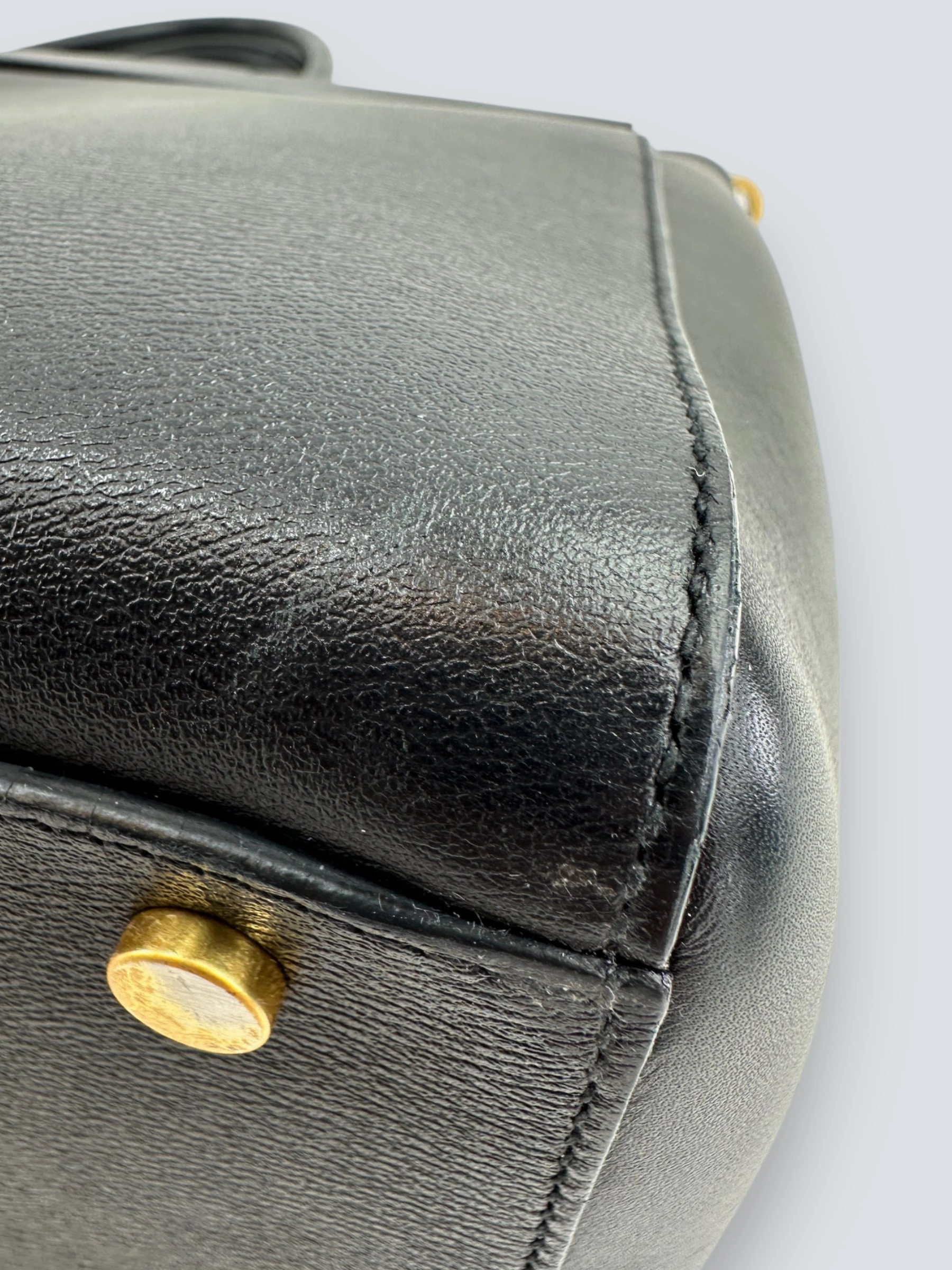 Smythson Black Leather Luggage Tote