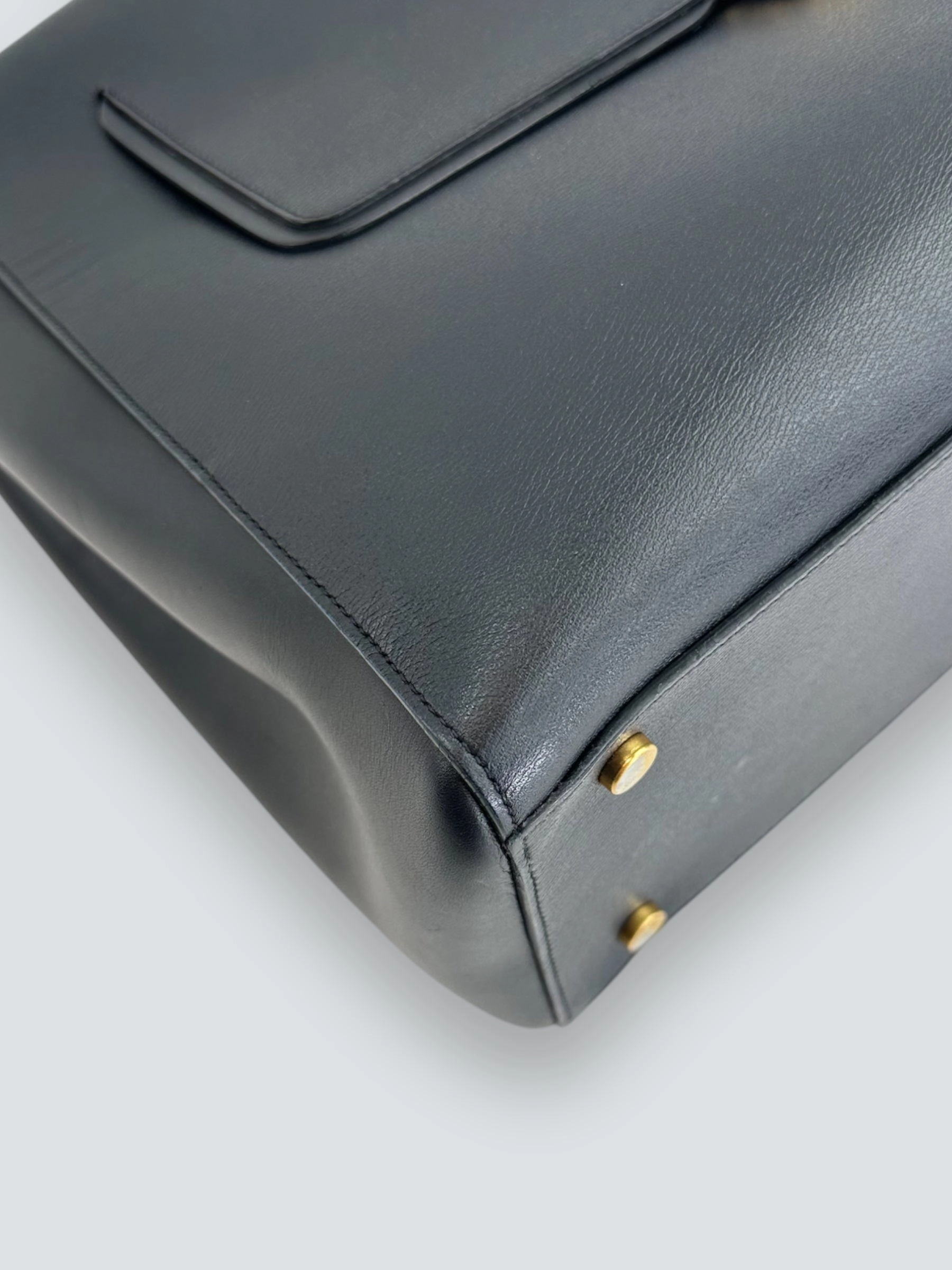 Smythson Black Leather Luggage Tote