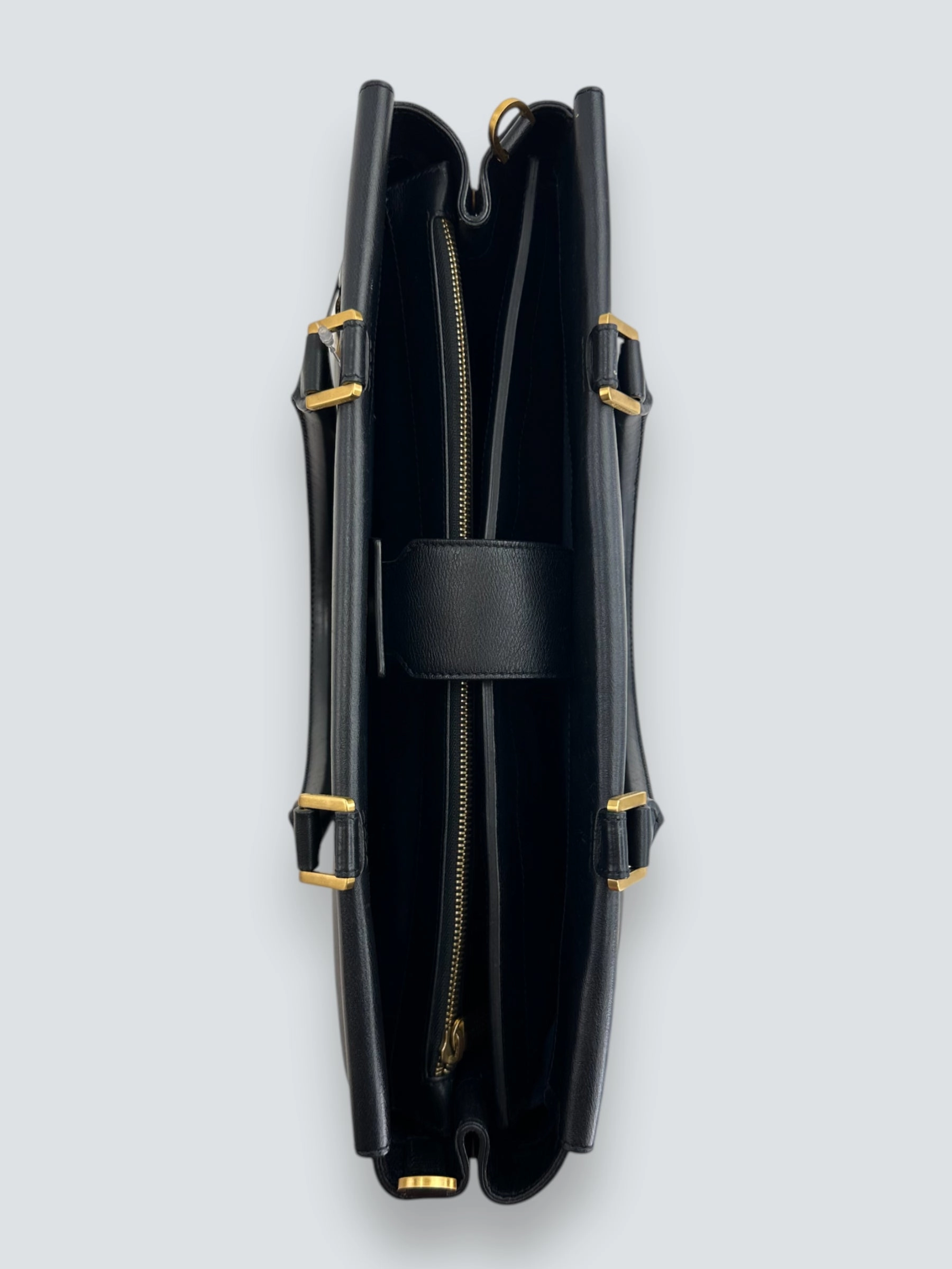 Smythson Black Leather Luggage Tote