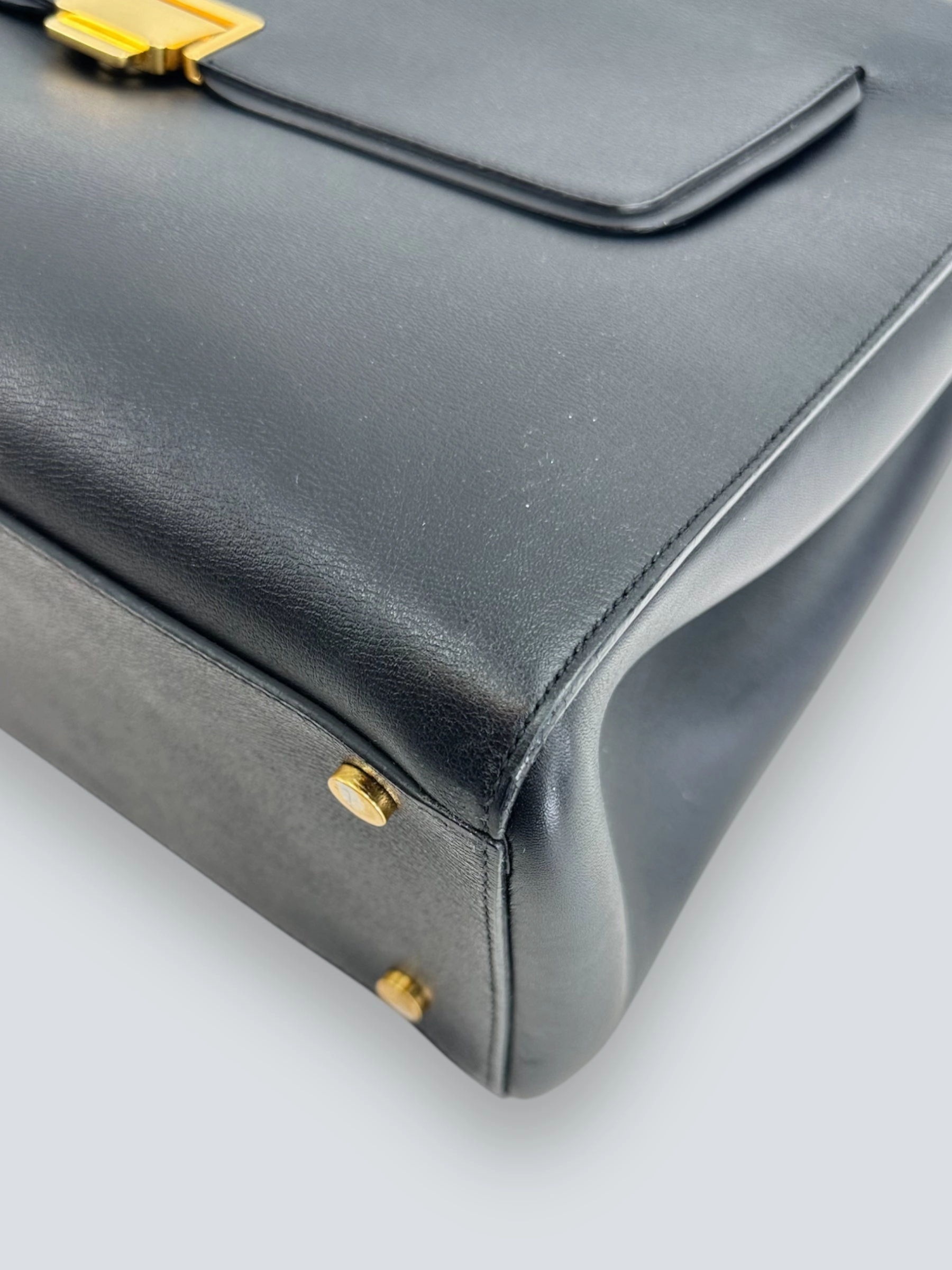 Smythson Black Leather Luggage Tote