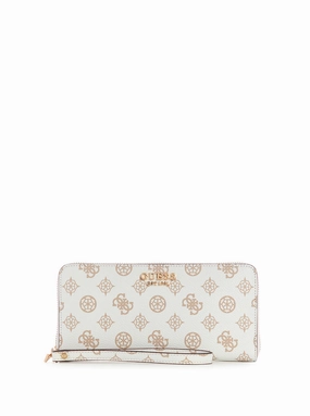 White Logo Laurel Croco Large Wallet