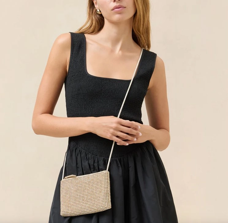 Yasmine Flat Clutch Gold Diamanté