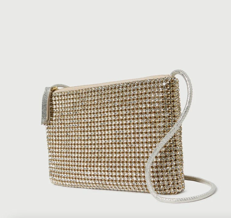 Yasmine Flat Clutch Gold Diamanté