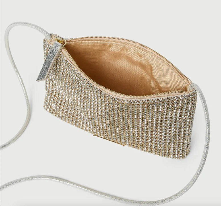 Yasmine Flat Clutch Gold Diamanté
