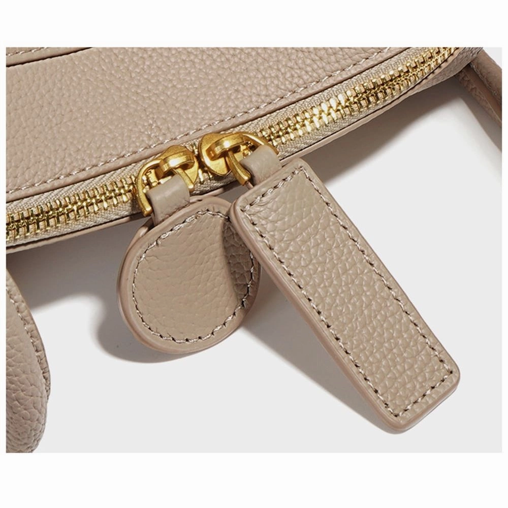 Zesheng ZE-20240224-059 Genuine Leather Shoulder Bags for Women, 8.60x3.90x6.30", Beige