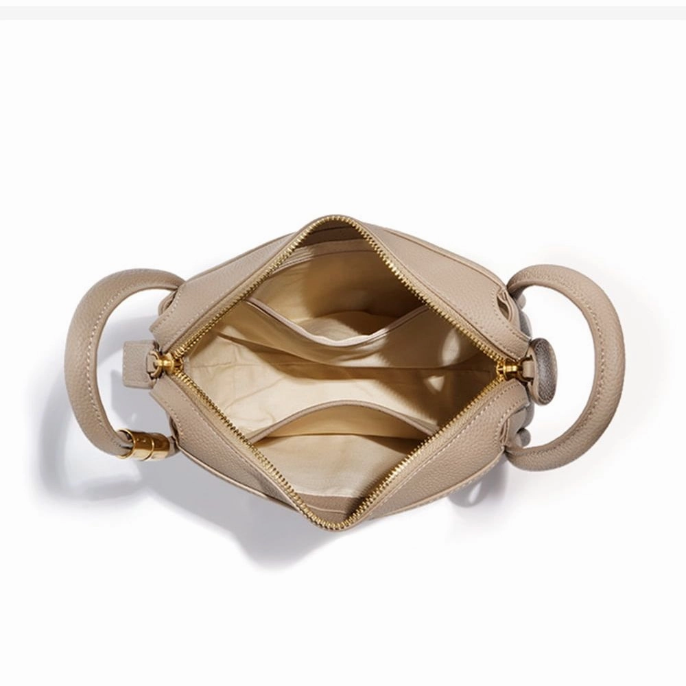 Zesheng ZE-20240224-059 Genuine Leather Shoulder Bags for Women, 8.60x3.90x6.30", Beige