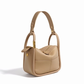 Zesheng ZE-20240224-059 Genuine Leather Shoulder Bags for Women, 8.60x3.90x6.30", Beige