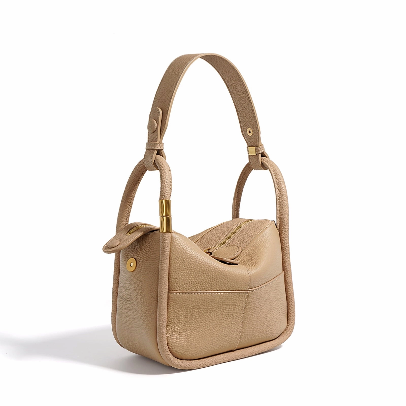 Zesheng ZE-20240224-059 Genuine Leather Shoulder Bags for Women, 8.60x3.90x6.30", Beige
