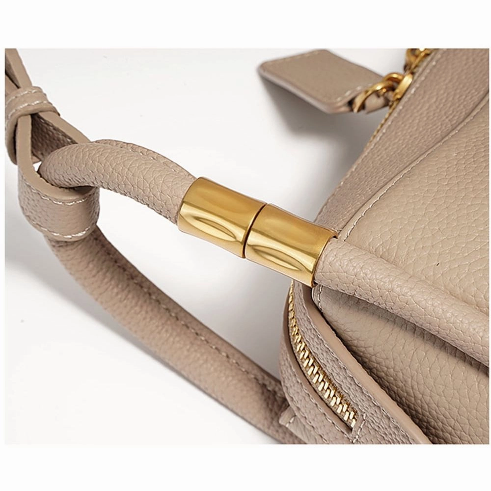 Zesheng ZE-20240224-059 Genuine Leather Shoulder Bags for Women, 8.60x3.90x6.30", Beige